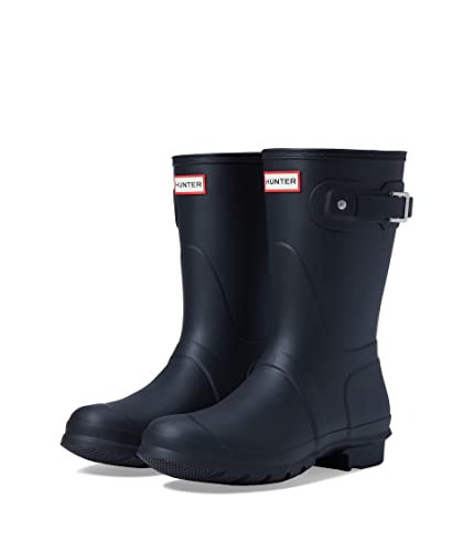 Hunter Footwear Women's Original Short Tri-Colour Logo Rain Boot, Black, 10 | Amazon (US)