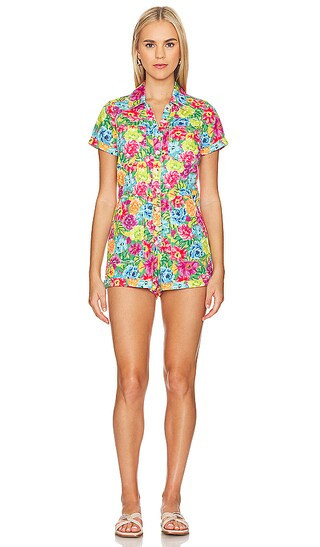 Show Me Your Mumu Cannon Romper in Teal,Pink. - size L | Revolve Clothing (Global)