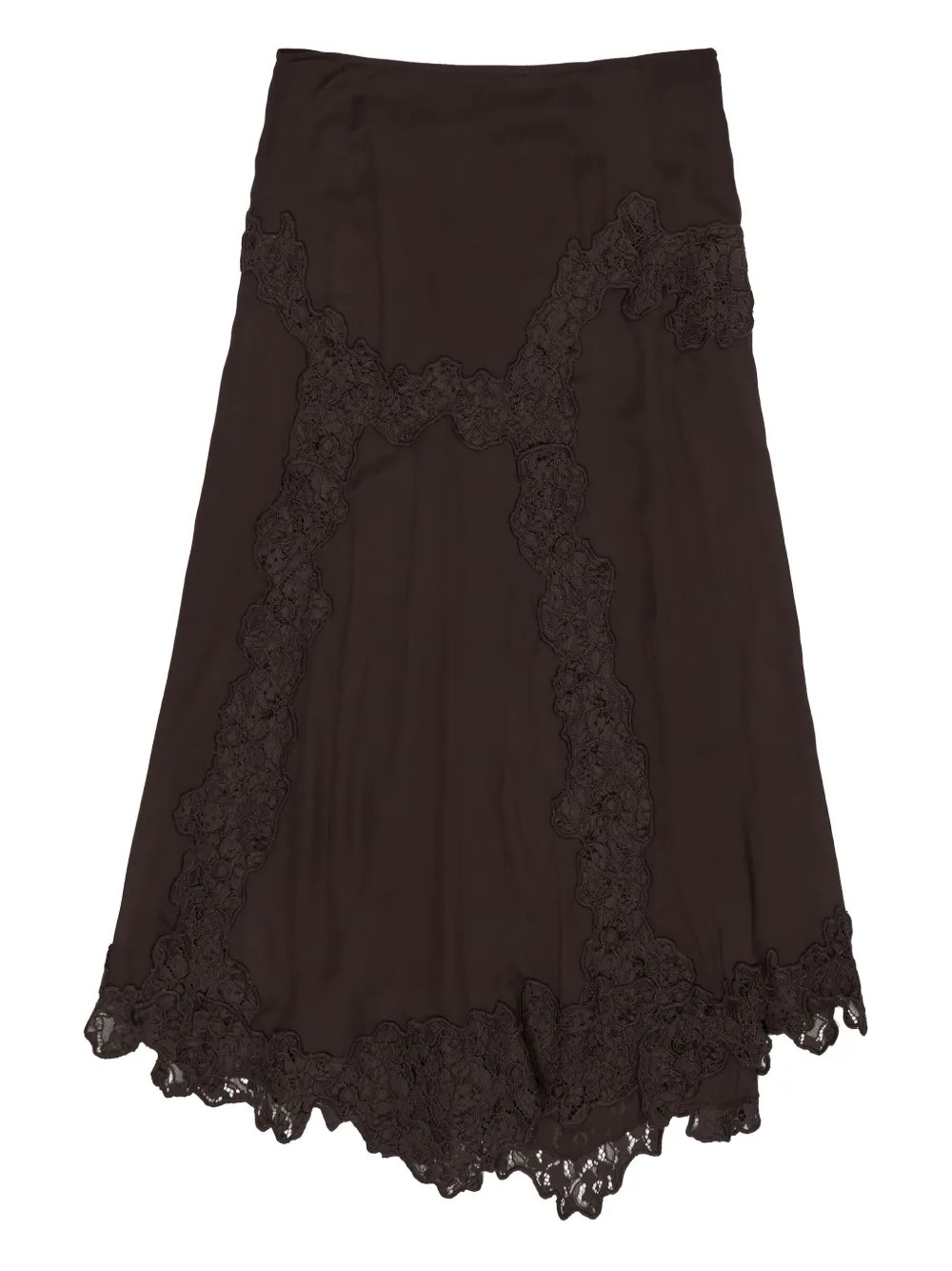 Bimba y Lola lace-trimmed Midi Skirt | Brown | FARFETCH | Farfetch Global