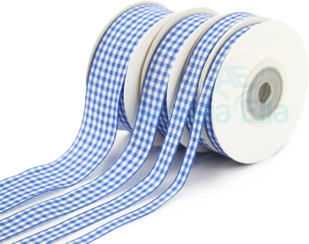 AE Amelia Ella Gingham Ribbons Double Sided Checkered Ribbon for Arts-Crafts, Gift Package Wrappi... | Amazon (UK)