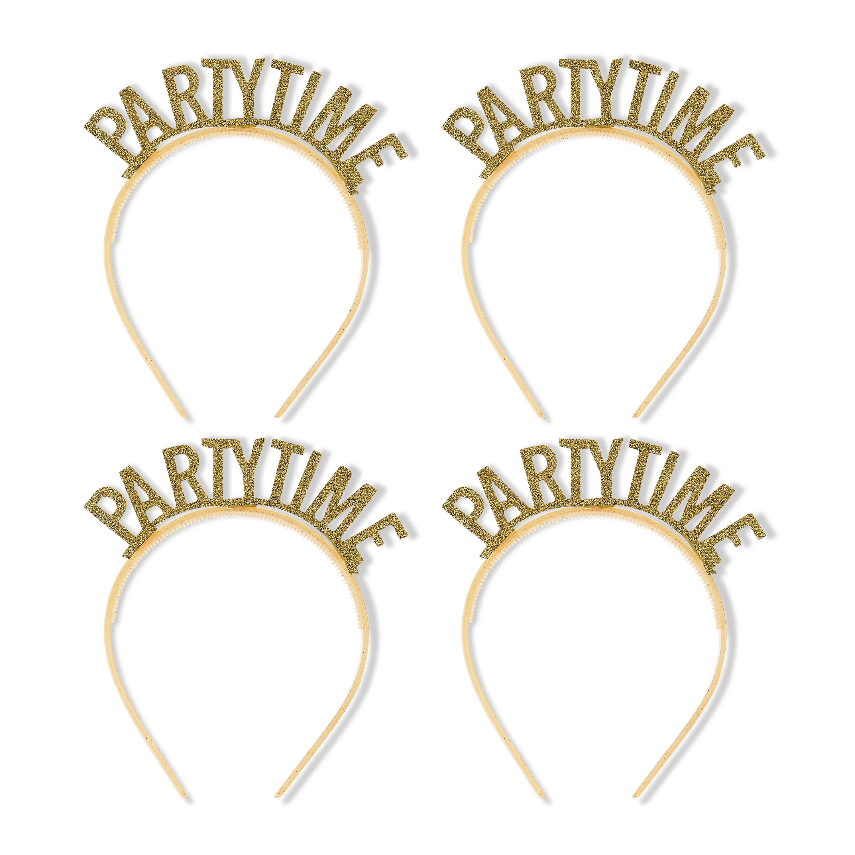 Gold Glitter Party Time Headband Party Favors, 4 Count, by Way To Celebrate | Walmart (US)