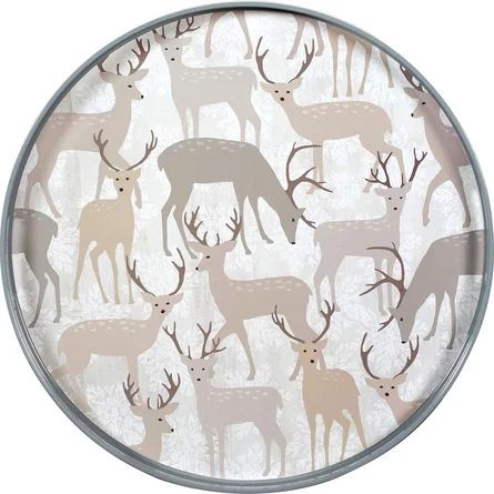 Millwood Pines Winter Stags Tray 18 Inch Round Tray | Wayfair North America