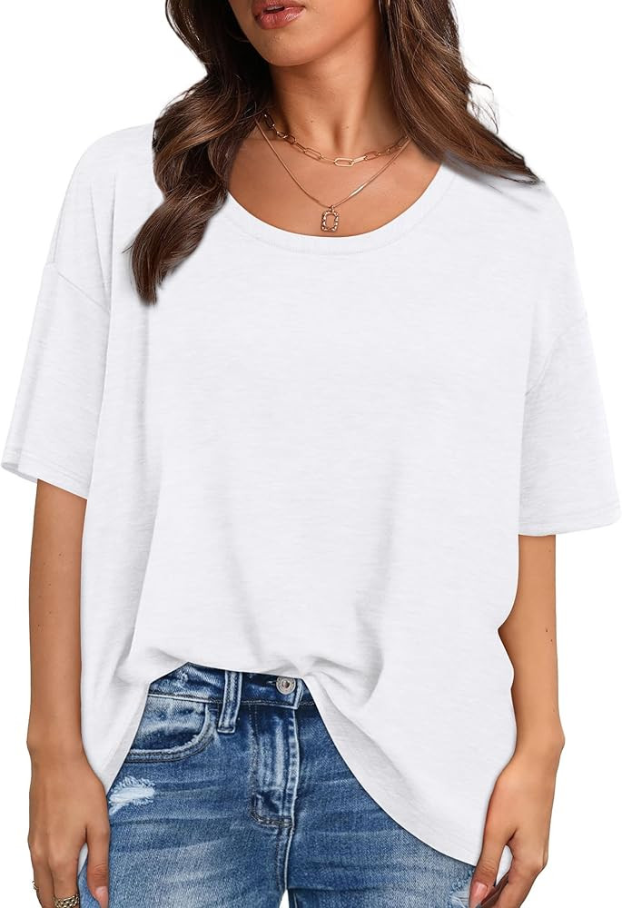 XIEERDUO Oversized T Shirts for Women Summer Short Sleeve Tops Loose Scook Neck | Amazon (US)