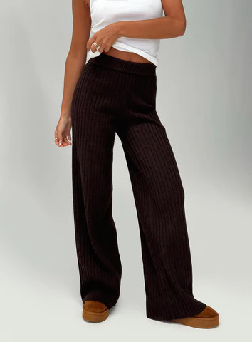 Montana Knit Pants Chocolate Brown | Princess Polly US