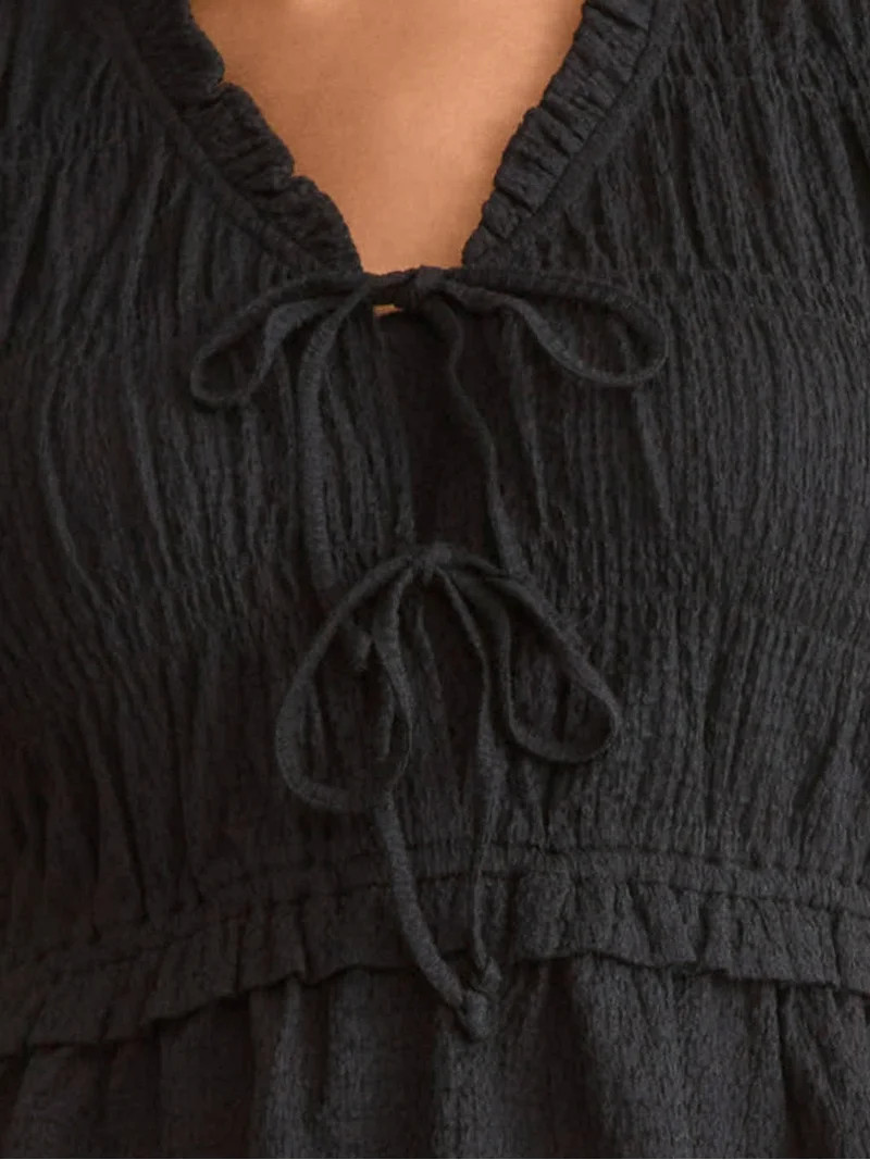 Time and Tru Women's Textured Tie Front Top, Sizes XS-XXXL | Walmart (US)