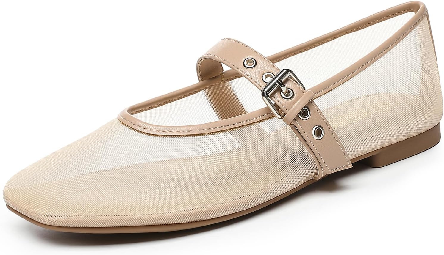 Rihero Mesh Ballet Flats Women Square Toe Mary Jane Ballerina Shoes | Amazon (US)