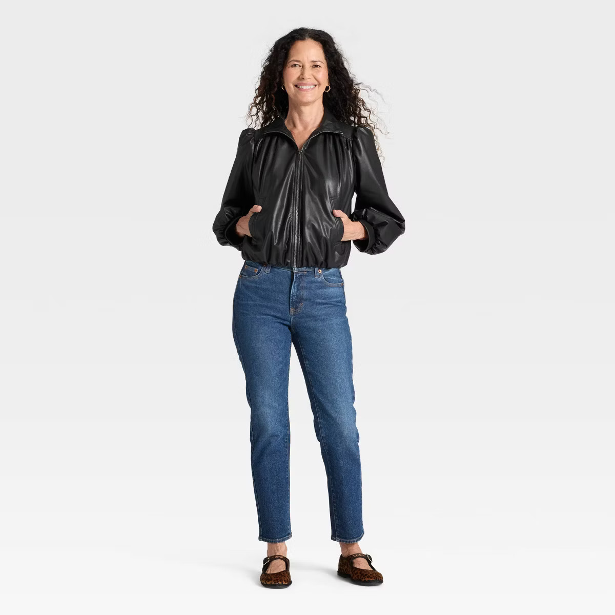 Women's Gathered Bomber Jacket - Universal Thread™ Black 2X | Target