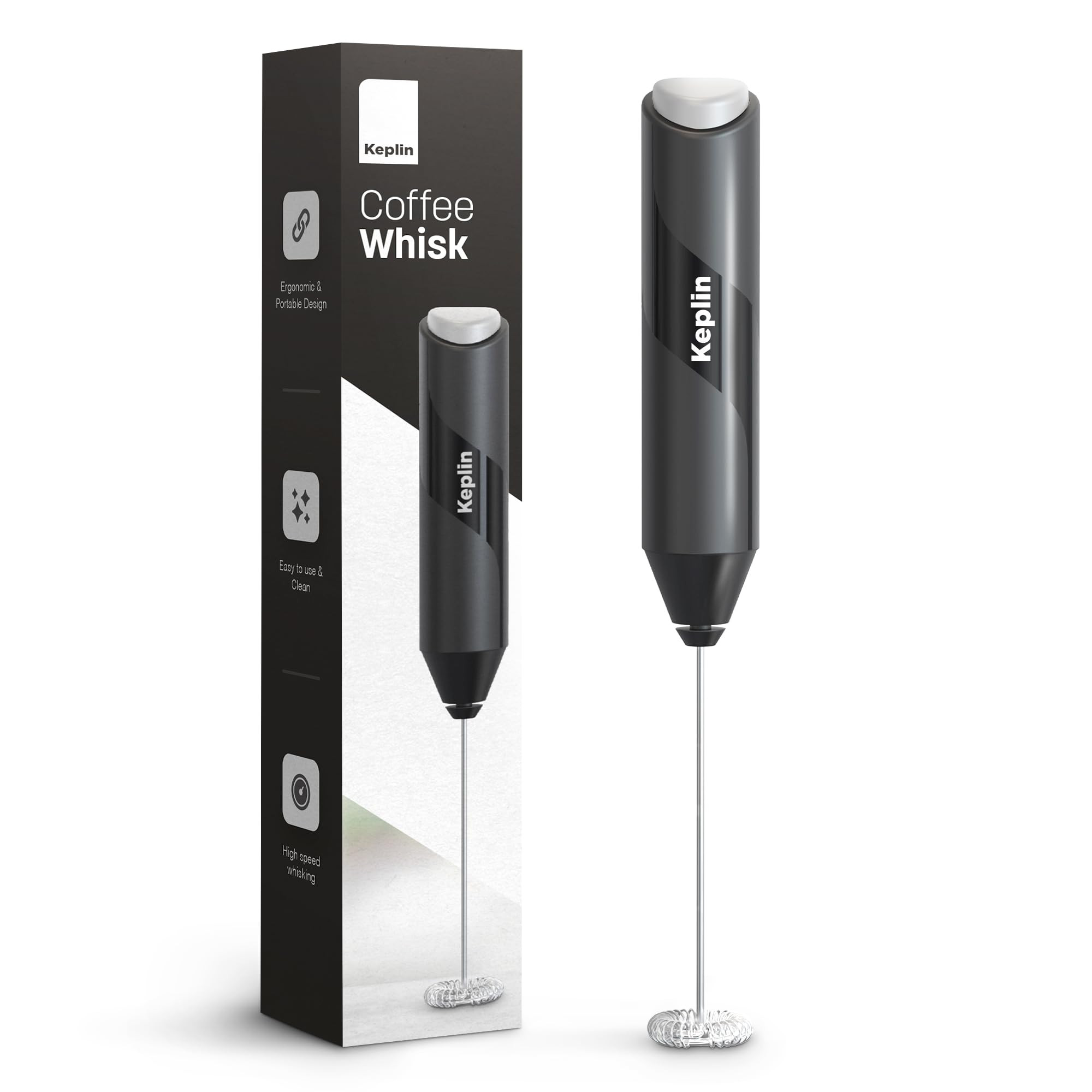 Keplin Handheld Milk Frother - Stainless Steel Electric Whisk - Portable Battery-Operated Coffee ... | Amazon (UK)