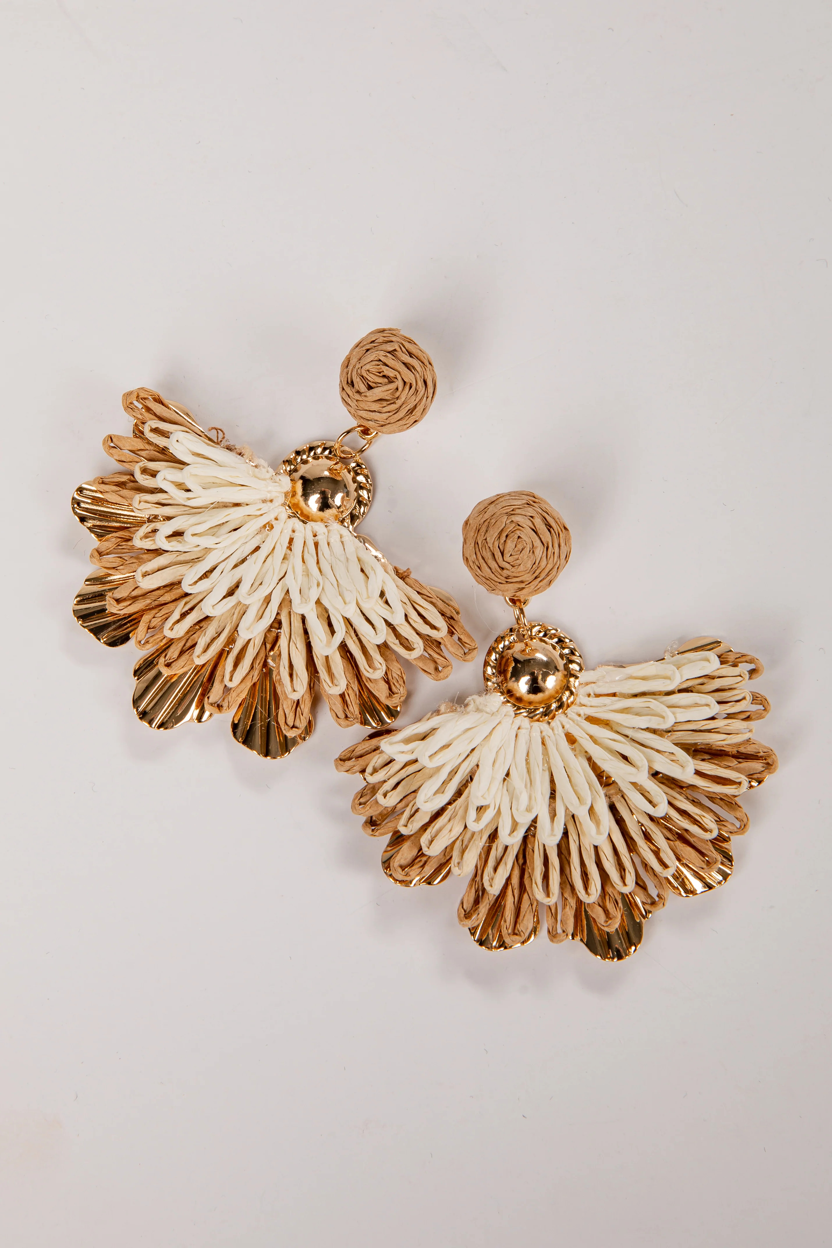Trendy Raffia Gold Floral Earrings | Women's Jewelry | ShopDressUp | Dress Up