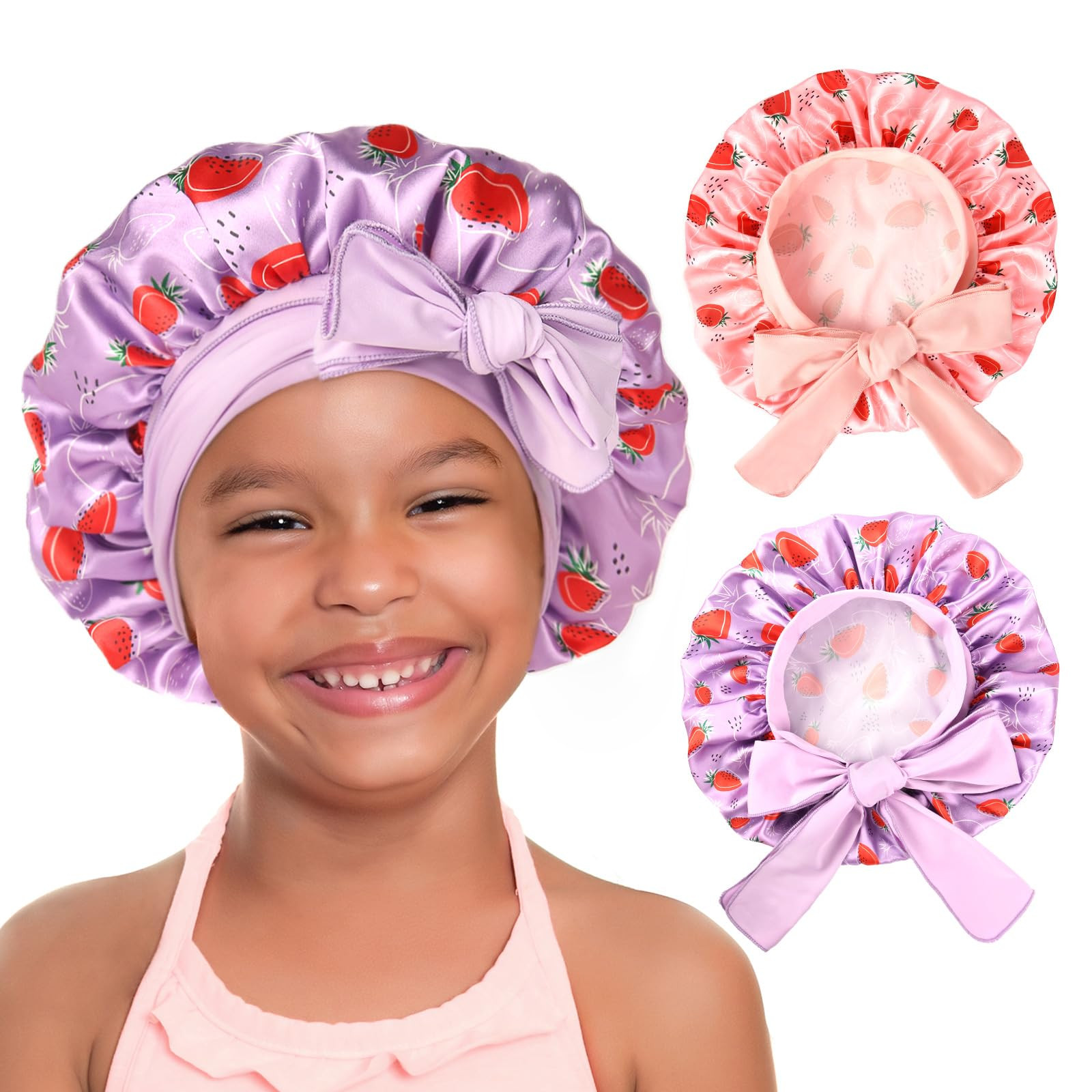 YANIBEST 2 PCS Baby Bonnet Silk Satin Bonnet for Kids Sleeping Cap Curly Natural Hair Silk Bonnet... | Amazon (US)