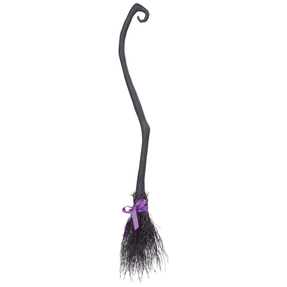 Witch's Broom Stick Costume Accessory with Plastic Ribbons (Black) | Bed Bath & Beyond