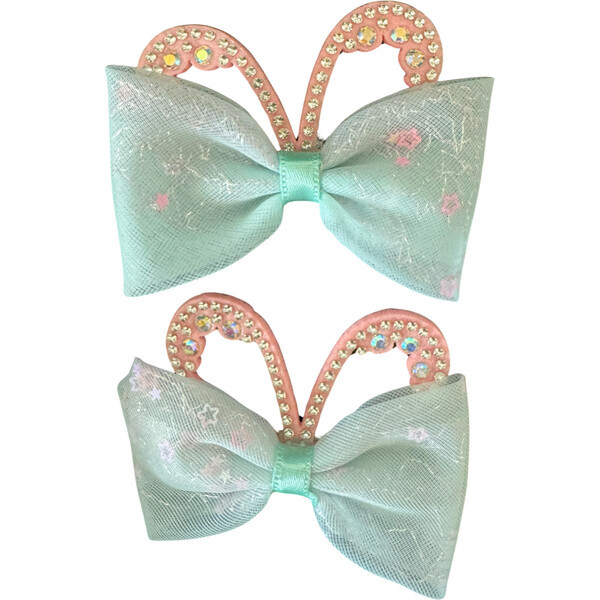 Tulle Confetti Bunny Clip Duo, Mint | Maisonette