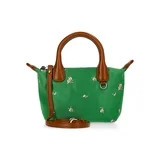 No Boundaries Women's Mini Tote Crossbody Bag, Turf Green with Floral Embroidery | Walmart (US)