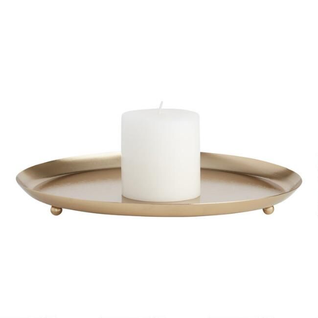 Round Gold Reactive Metal Candle Plate | World Market