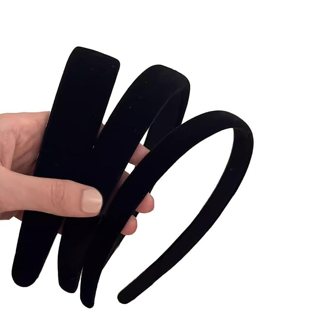 AUDTOPE Black Velvet Padded Headbands for Women, Soft Simple Headband for Girls and Teens, Plain ... | Amazon (US)