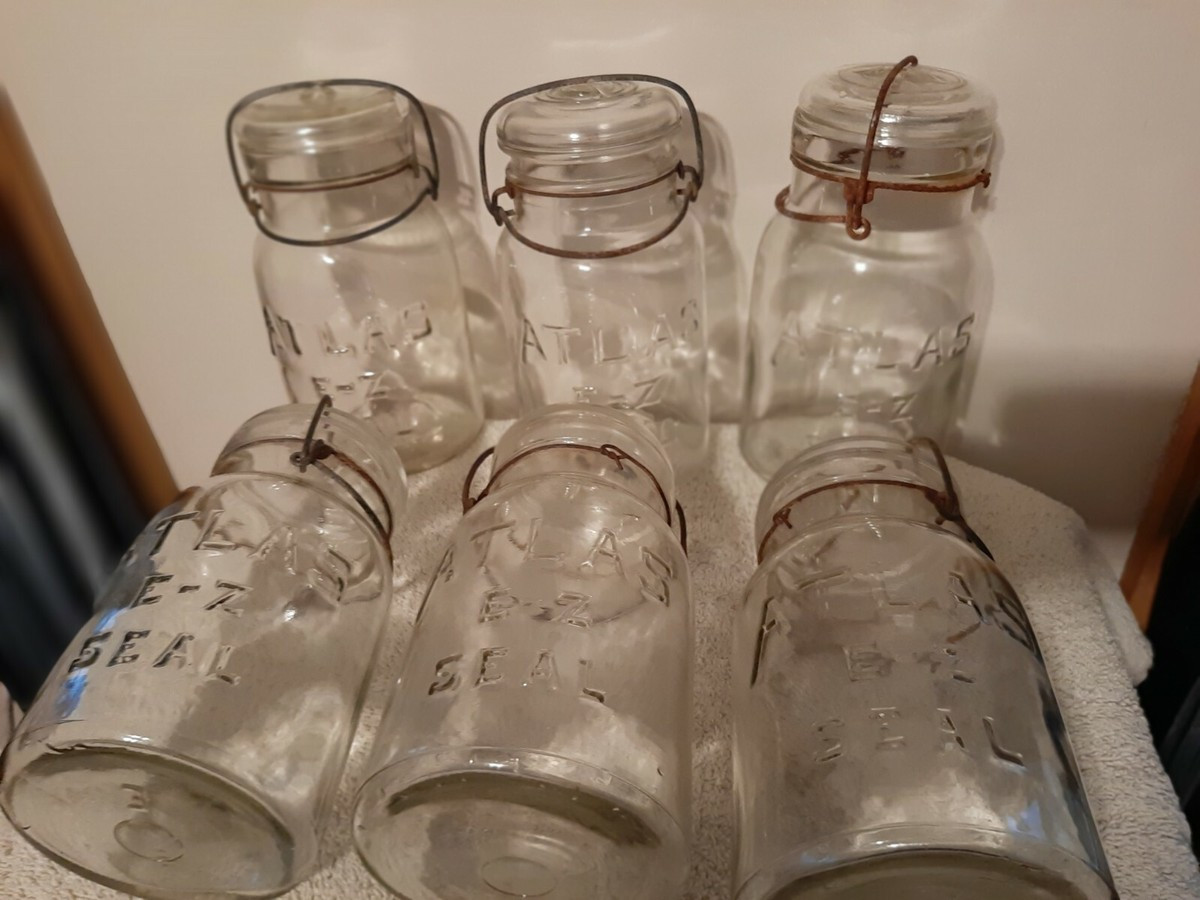 Vintage 1923-1933  Atlas EZ Seal Quart Bail Top Canning Jars  Lot of 6 | eBay | eBay US