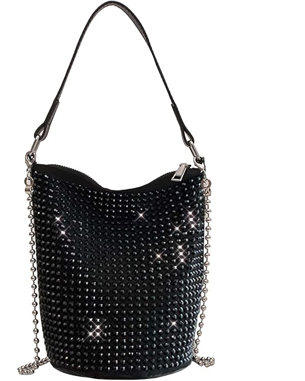 Bydenwely Rhinestone Rivets Bling Bucket Hobo Bag Chic Evening Purse Women Clutch Crossbody Mini ... | Amazon (US)