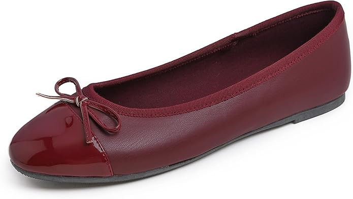 FEVERSOLE Women's Bow Tie Fashion Dress Slip On Shoes Round Toe Ballet Flat | Amazon (US)