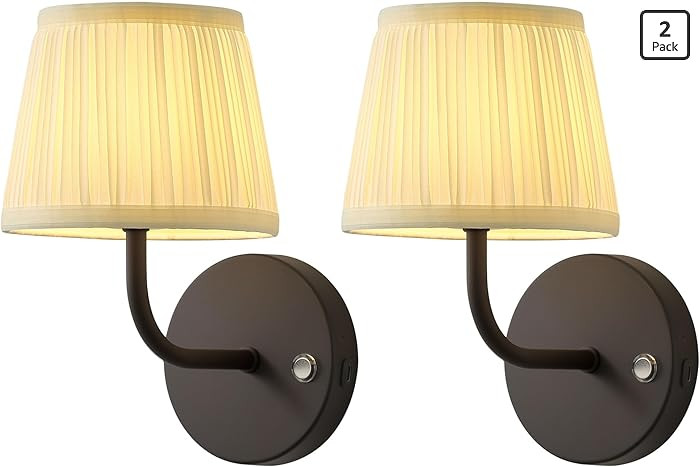 PUSU LED Cordless Black H9.6 inch Small Wall Sconces Set of 2, Rechargeable 5200mAh Battery Opera... | Amazon (US)