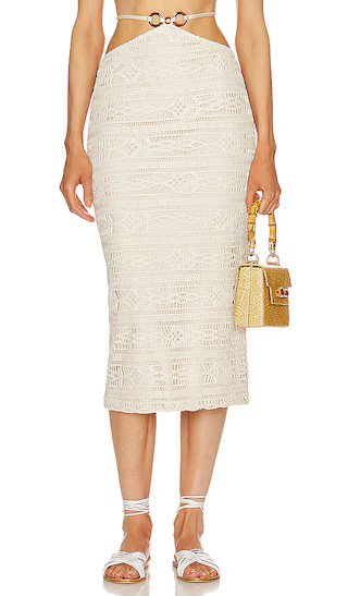 Crochet Midi Skirt in Bone | Revolve Clothing (Global)