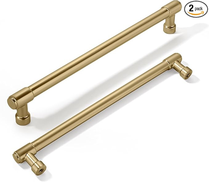 2 Pack 8 Inch(203mm) Champagne Bronze Kitchen Cabinet Pulls Satin Brass Cabinet Pulls Brushed Gol... | Amazon (US)