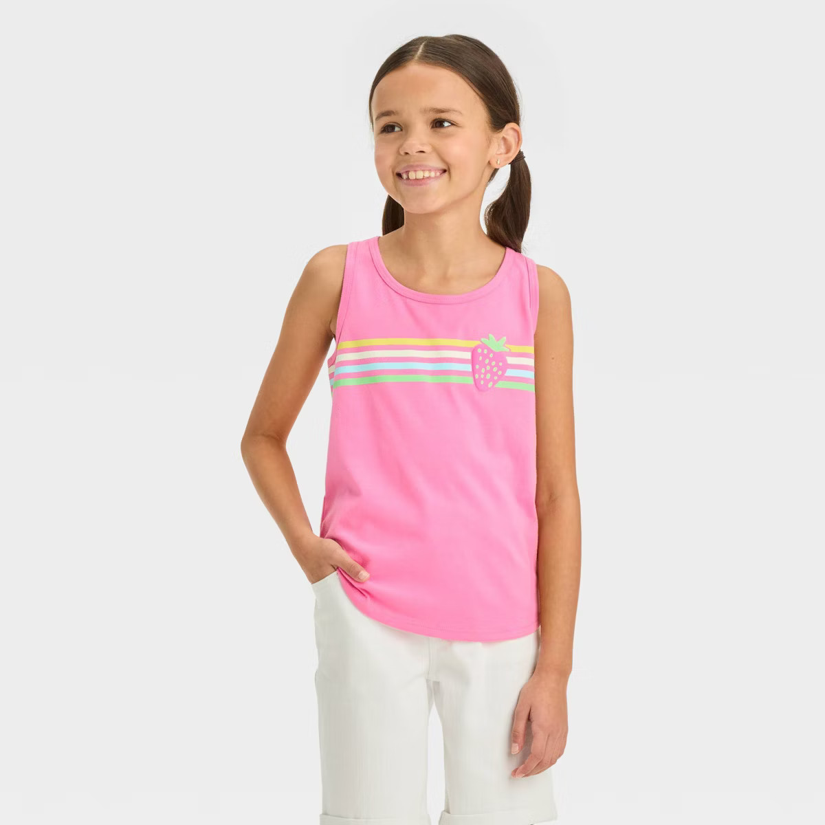 Girls' 'Strawberry' Graphic Tank Top - Cat & Jack™ Pink M | Target