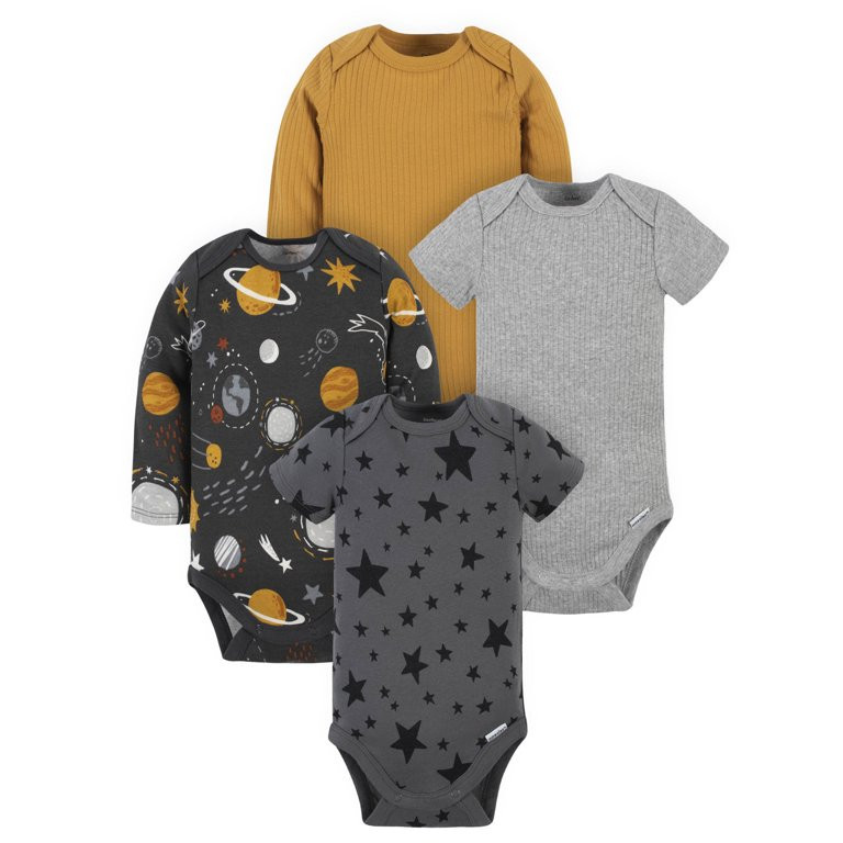 Modern Moments by Gerber Baby Boy Bodysuits, 4-Pack, Newborn-12 Months | Walmart (US)