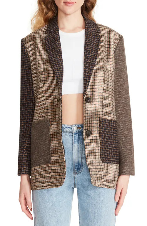 BB Dakota by Steve Madden Late Night Show Mixed Plaid Blazer in Brown Plaid Mix at Nordstrom, Size Small | Nordstrom