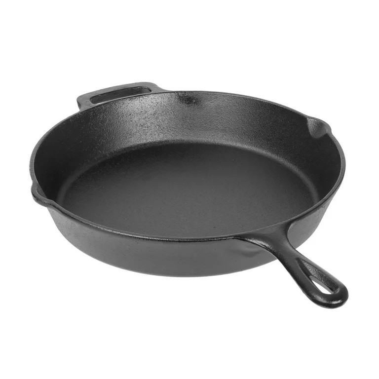 Mainstays Cast Iron Skillet Oven Safe Pre-Seasoned Iron Black, 12 inch | Walmart (US)