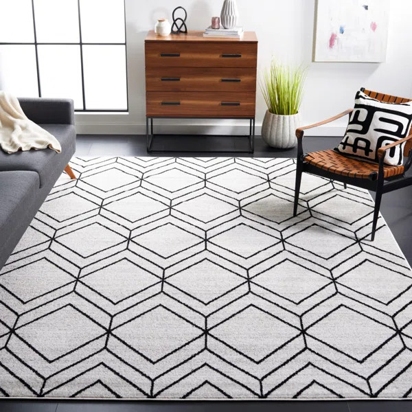 Marrufo Geometric Ivory/Black Area Rug | Wayfair Professional