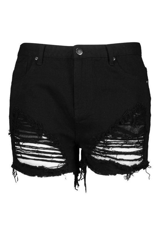 Plus Distressed Jean Shorts | Boohoo.com (US & CA)