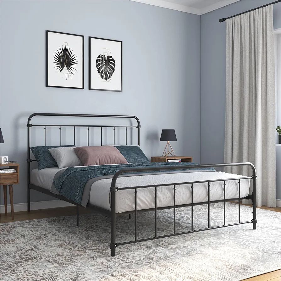 DHP Winston Metal Platform Bed with Rustic Design and Curved Edge Headboard and Footboard, Adjust... | Amazon (US)