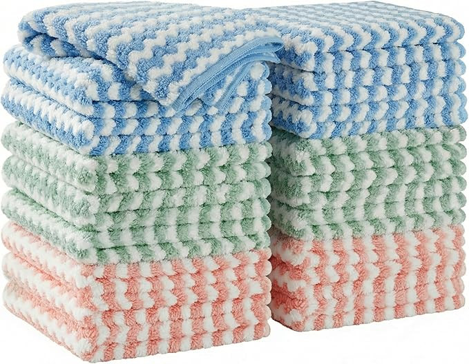 JOYMOOP 18 Pack Microfiber Cleaning Cloth, Kitchen Towels for Dish Drying Washing, Absorbent Stre... | Amazon (US)