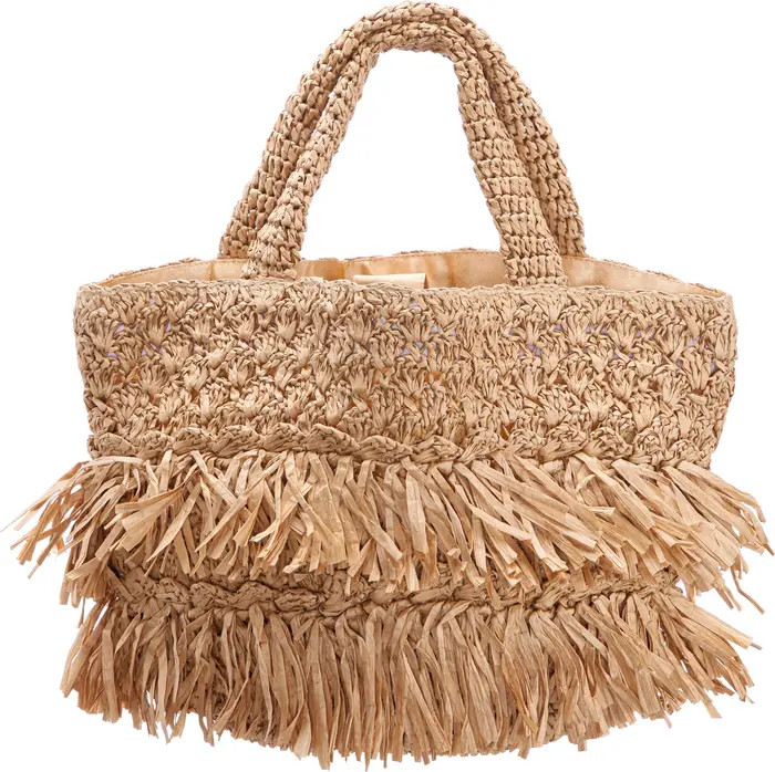 Nina Siggy Fringe Faux Raffia Tote | Nordstrom | Nordstrom