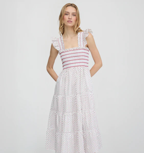 The Ellie Nap Dress - White Poppy Half Drop | Hill House Home US