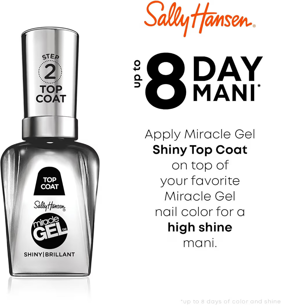 Sally Hansen Miracle Gel Shiny Top Coat Clear Nail Polish | Amazon (US)