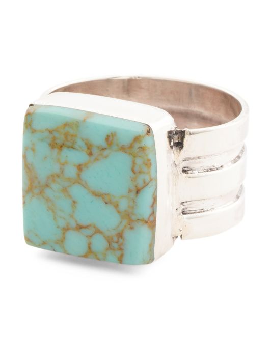 Made In Mexico Sterling Silver Turquoise Wide Band Ring | TJ Maxx