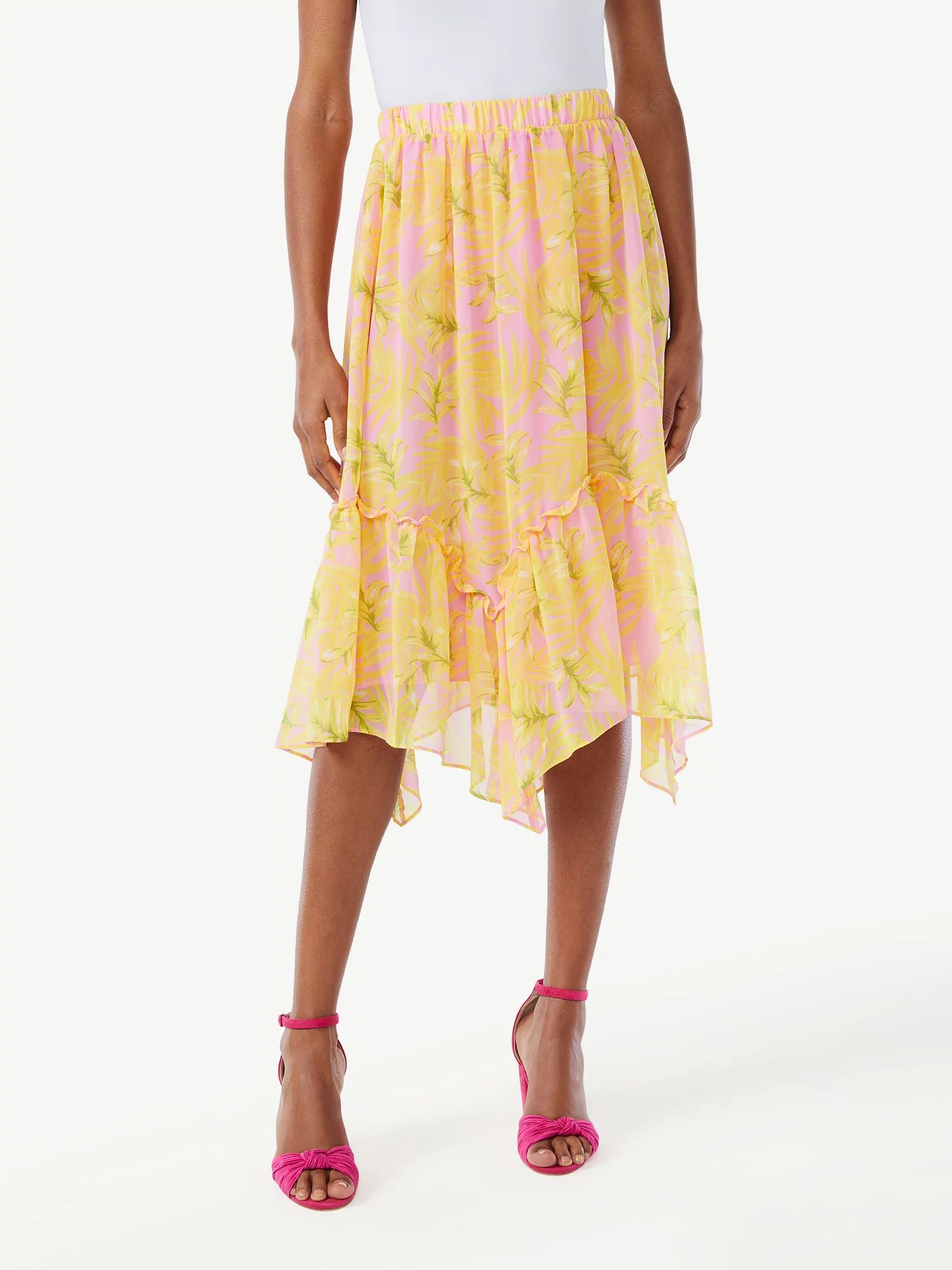 Scoop Women's Ruffle Tiered Midi Skirt | Walmart (US)
