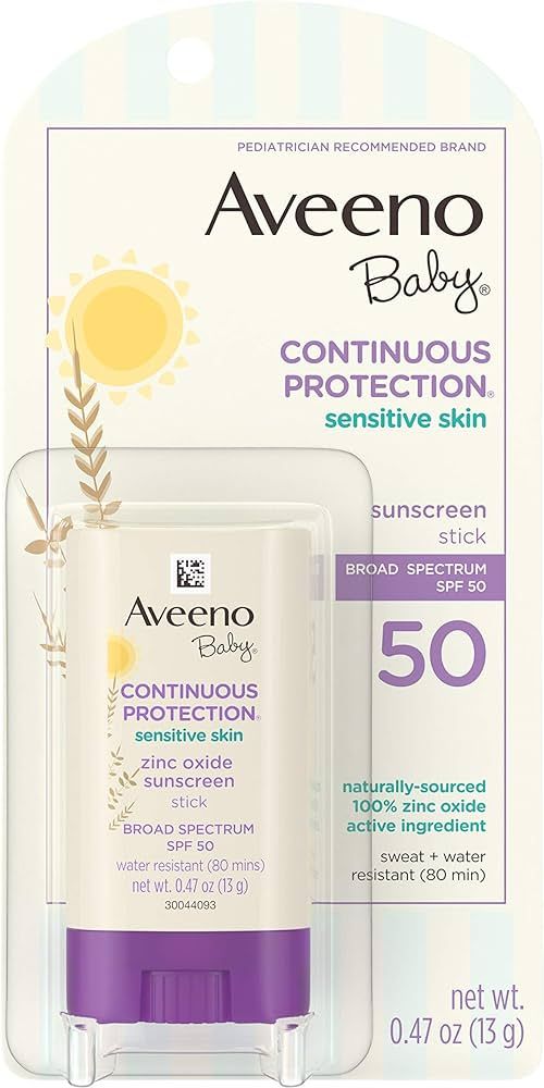 Aveeno Baby Continuous Protection Mineral Sunscreen Stick for Sensitive Skin with Broad Spectrum ... | Amazon (US)