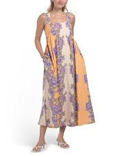 Linen Blend Sleeveless Placed Floral Maxi Dress | TJ Maxx