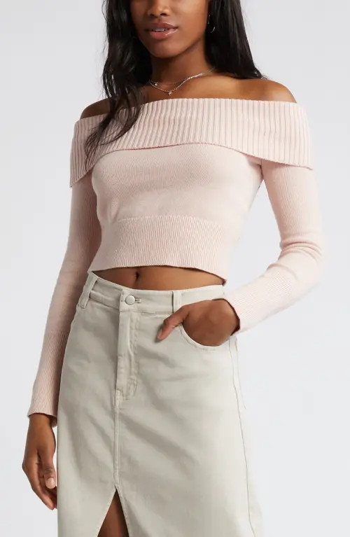 BP. Off the Shoulder Sweater in Pink Sepia at Nordstrom, Size Large | Nordstrom