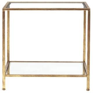 Bella Square Gold Leaf Metal and Glass Accent Table (20 in. W x 24 in. H) | The Home Depot