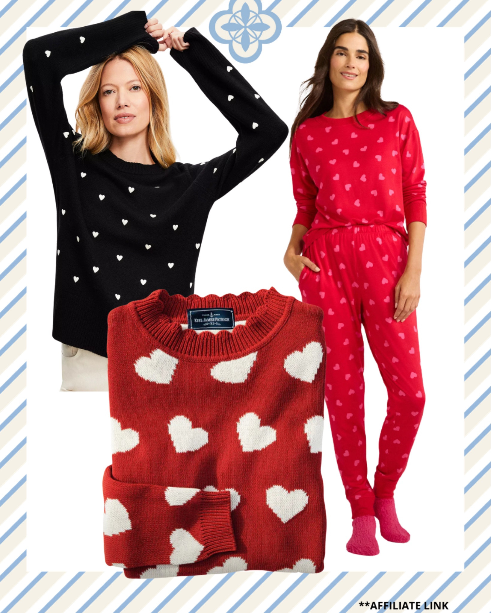 These Valentine’s Day Pajamas come with fluffy socks, are so comfy and are less than $15 for the set!  I love this understated Loft heart sweater that comes in two colors and is also on sale.  The red sweater is a bit more of a splurge but so cute!

#LTKSaleAlert #LTKSeasonal #LTKStyleTip