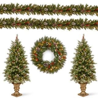 National Tree Company Frosted Berry Assortment Two 4 ft. Entrance Trees with Clear Lights and 24 ... | The Home Depot