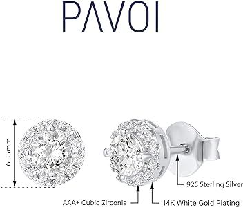 PAVOI 14K Gold Plated Sterling Silver Post Brilliant Round Faux Diamond Halo Earrings - Premium C... | Amazon (US)