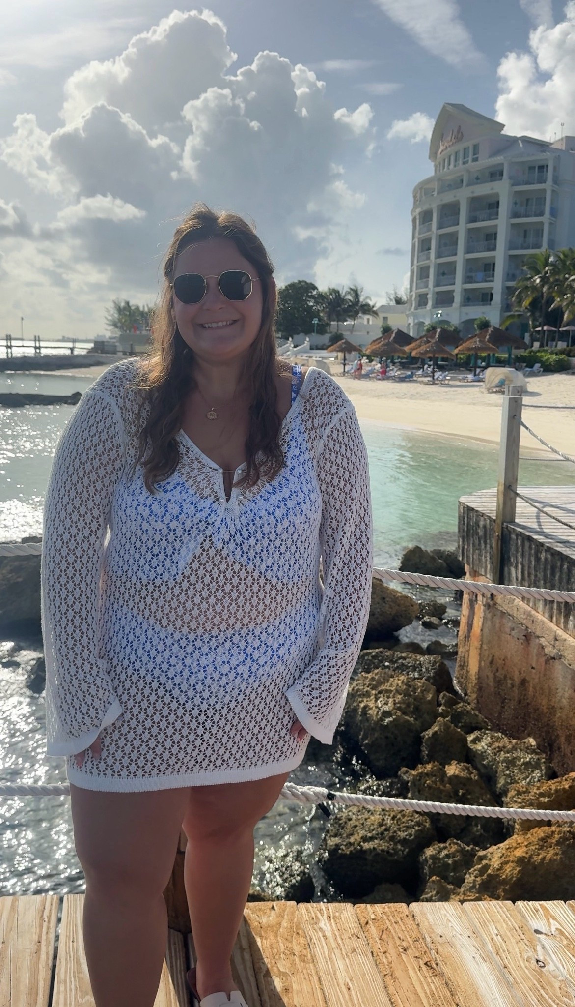 Wearing a 1x in this shein cover up and a 3x in the blue bikini (I sized up one). Paired with my favorite Amazon sun glasses. I’m 5’1 and a size 16 for reference.

#LTKootd #LTKMidsize #LTKPlusSize