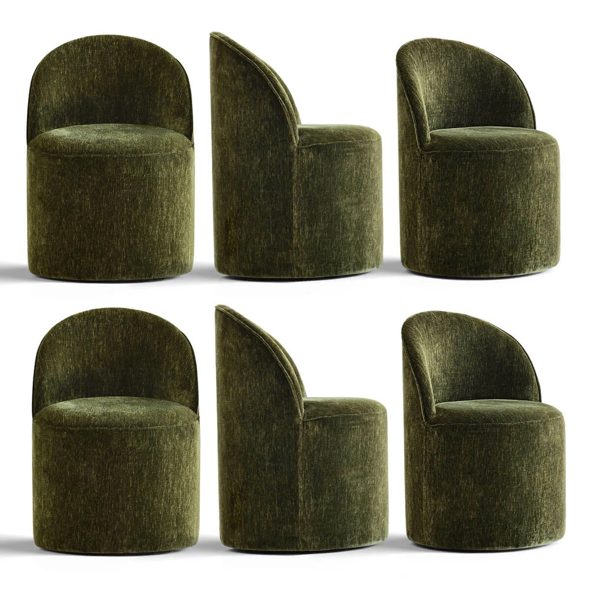 Chenille Upholstered Swivel Dining Chair with Castors (Set of 6) | Wayfair North America