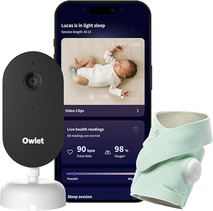 Owlet Dream Duo – FDA-Cleared Smart Baby Monitor with Sock & HD Video Cam 2K HD Video, Cry & Mo... | Amazon (US)