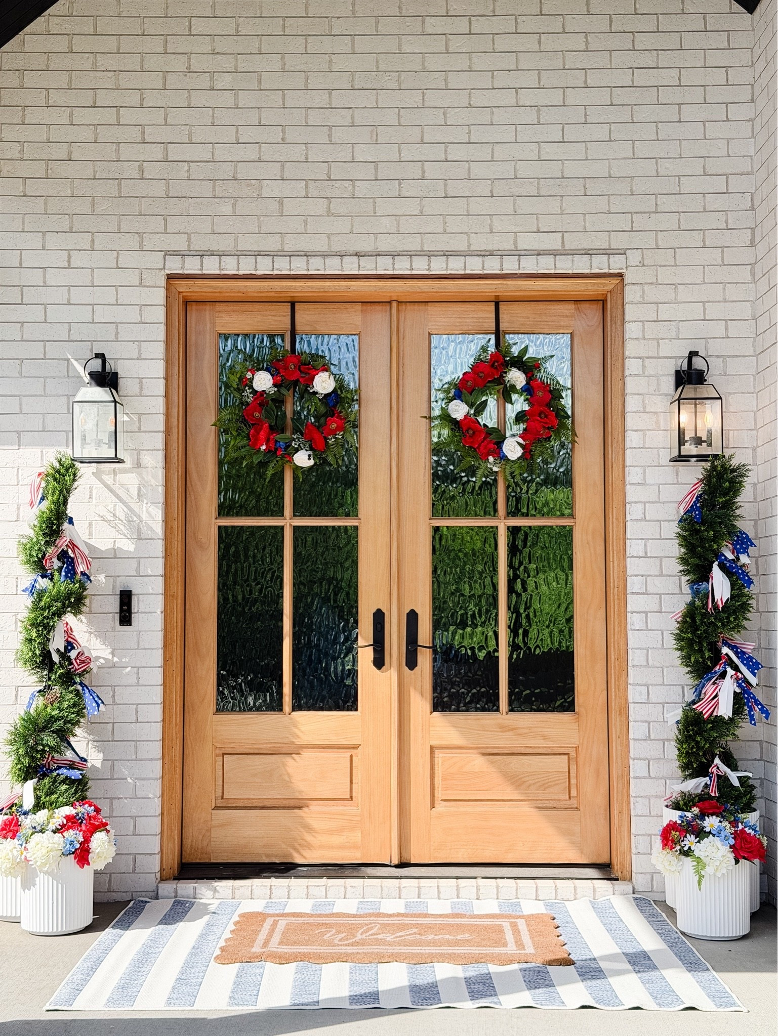 I put together this Memorial Day front porch setup using some of my favorite affordable finds, and I linked everything I used including the wreaths, garland, lanterns, planters, rug, and doormat 🇺🇸

More than anything, Memorial Day is a time to honor and remember the brave men and women who gave their lives serving our country. I wanted the decor to feel festive for the holiday weekend while still reflecting the meaning behind the day and showing appreciation for those who sacrificed so much for our freedom. ❤️🤍💙

#LTKHome #LTKSaleAlert