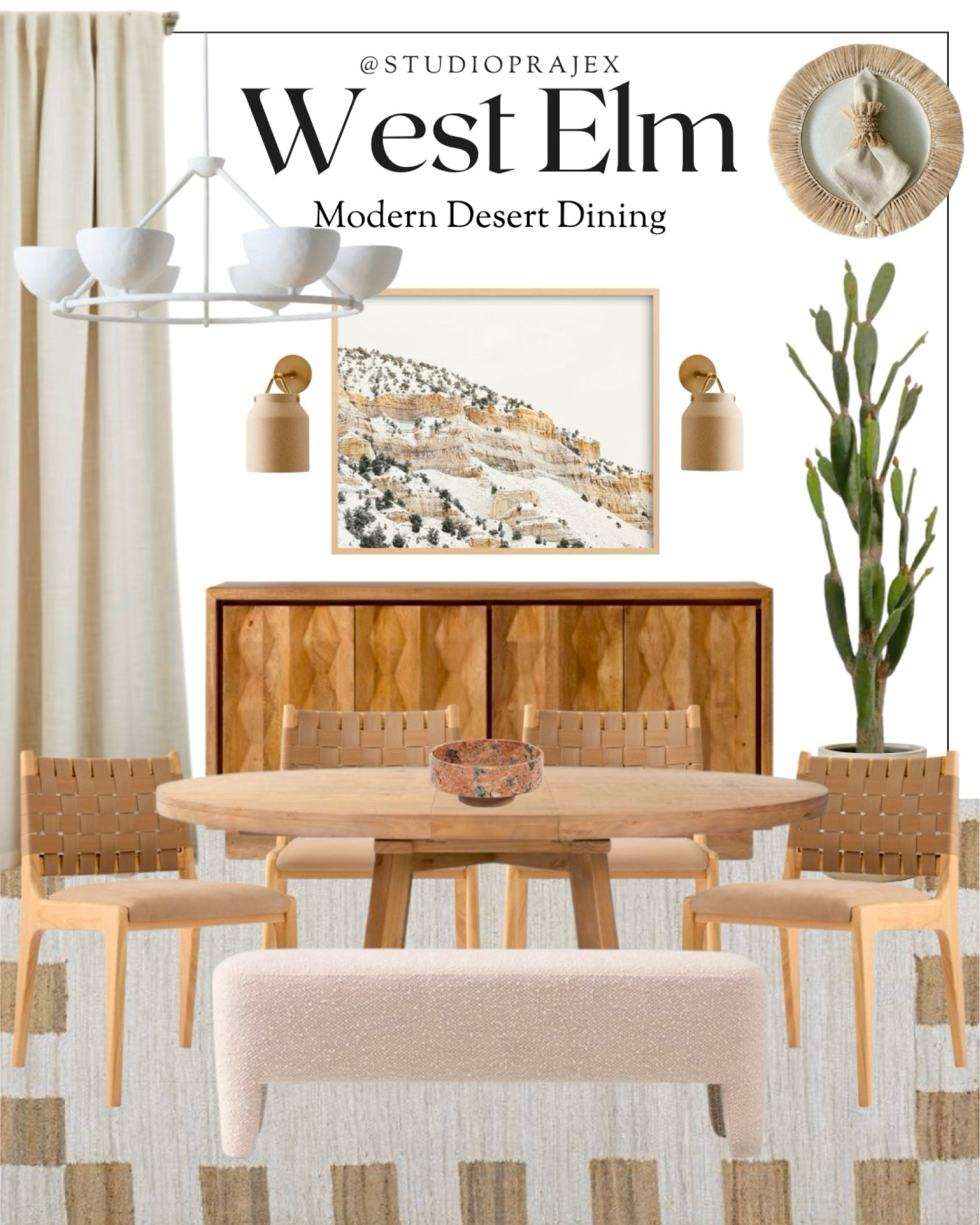 Dining room | dining chairs | dining table | home furniture | sideboard | west elm furniture | modern organic | home | desert home | neutral home | modern home | sconce | boho style | western style | western decor | boho decor | boho home | area rug | chandelier | cactus | wall decor 

#LTKhome #LTKfamily #LTKstyletip